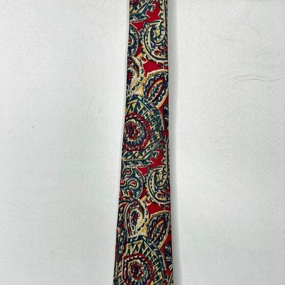 Silk Accents Men’s Neck Tie 4” Maroon Blue Beige Paisley 100% Silk Necktie USA - Picture 3 of 10